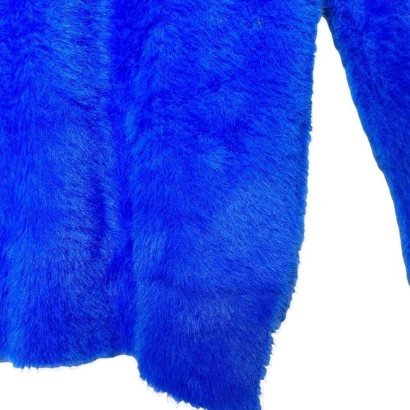 FOR THE REPUBLIC COBALT Blue Fuzzy Mock Neck Sweater Size Small - Picture 12 of 14